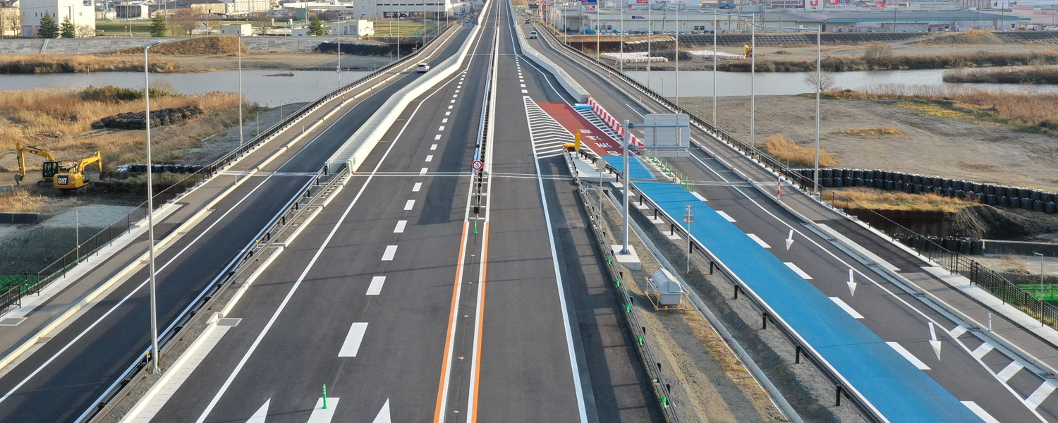 施工事例：野田地区外道路照明設備工事 久慈大橋全景